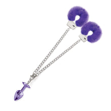 Load image into Gallery viewer, Nixie Metal Butt Plug & Furry Cuff Set Medium Purple Metallic