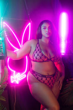 Load image into Gallery viewer, PBLI161 - Playboy Flocked Bunny Bralette 2pc Set