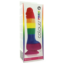 Load image into Gallery viewer, Colours Pride Edition 6" Silicone Dildo in Rainbow