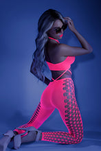 Load image into Gallery viewer, Own The Night Bodystocking Neon Pink