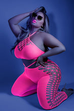 Load image into Gallery viewer, Own The Night Bodystocking Neon Pink