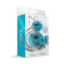 Load image into Gallery viewer, Nixie Metal Butt Plug &amp; Furry Cuff Set Medium Purple Metallic
