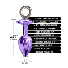 Load image into Gallery viewer, Nixie Metal Butt Plug &amp; Furry Cuff Set Medium Purple Metallic
