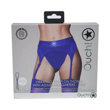 Load image into Gallery viewer, Ouch Vibrating Strap-on Thong with Adjustable Garters Royal Blue
