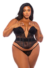 Load image into Gallery viewer, LI710 - Belle Noir 2-Piece Corset Set
