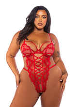 Load image into Gallery viewer, LI717 - Baroque Heart Crotchless Teddy

