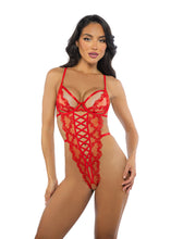Load image into Gallery viewer, LI717 - Baroque Heart Crotchless Teddy
