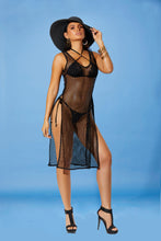Load image into Gallery viewer, Crochet swim cover-up dress with side slits.

