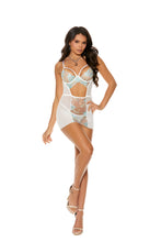 Load image into Gallery viewer, Embroidered mesh babydoll with keyhole front
