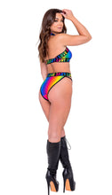 Load image into Gallery viewer, 6137 - Pride Rainbow High-Waisted Criss-Cross Shorts
