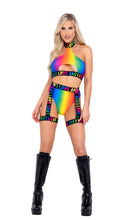 Load image into Gallery viewer, 6138 - Pride Rainbow Halter Neck Keyhole Top
