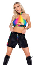 Load image into Gallery viewer, 6138 - Pride Rainbow Halter Neck Keyhole Top
