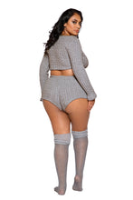 Load image into Gallery viewer, LI287 Roma Confidential Wholesale Plus Size Lingerie Grey Cozy and Comfy Pajama Short Set
