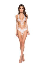 Load image into Gallery viewer, LI297 Roma Confidential Wholesale Lingerie Beaded Fringe Teddy with Strap Detail 
