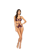 Load image into Gallery viewer, Roma Confidential LI325 Strappy Crotchless Teddy with Underwire Support Strappy and Lace Teddy with Cutout Lace Bust and Stunning Open Crotch
