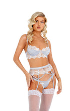 Load image into Gallery viewer, LI406 - 3pc Embroidered Lace &amp; Satin Bralette Garter Set
