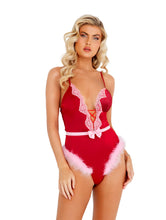 Load image into Gallery viewer, LI425 - 1pc Marabou Satin Teddy with Bow Detail
