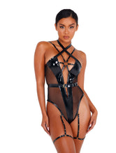 Load image into Gallery viewer, LI435 - 2pc Vinyl Strappy Bodysuit
