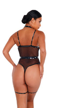 Load image into Gallery viewer, LI435 - 2pc Vinyl Strappy Bodysuit

