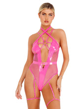 Load image into Gallery viewer, LI435 - 2pc Vinyl Strappy Bodysuit
