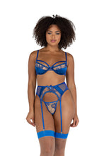Load image into Gallery viewer, LI459 - 3PC Embroidery &amp; Satin Gartered Bra Set
