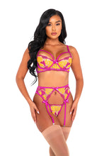 Load image into Gallery viewer, LI520 - 3pc Orchid &amp; Mango Embroidered Lace Set
