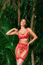 Load image into Gallery viewer, LI637 - Rouge Bow 3-Piece Garter Short Set
