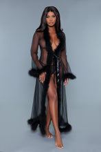Load image into Gallery viewer, BW1650BK Marabou Robe
