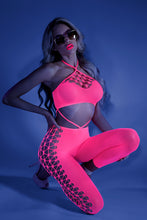 Load image into Gallery viewer, Own The Night Bodystocking Neon Pink
