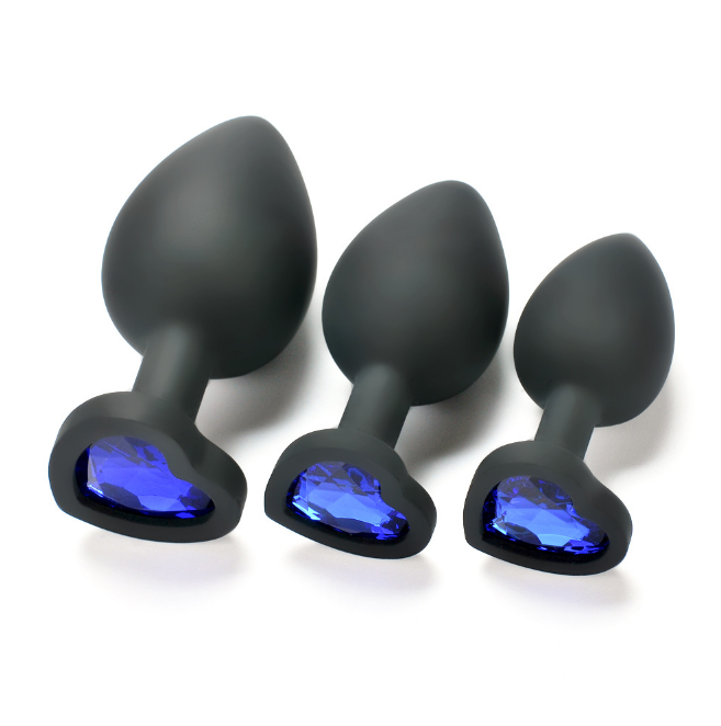 Colorful Jeweled Black Silicone Anal Plug