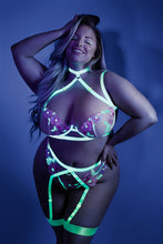 Load image into Gallery viewer, In A Trance Embroidered Bra Garter Belt And G-String
